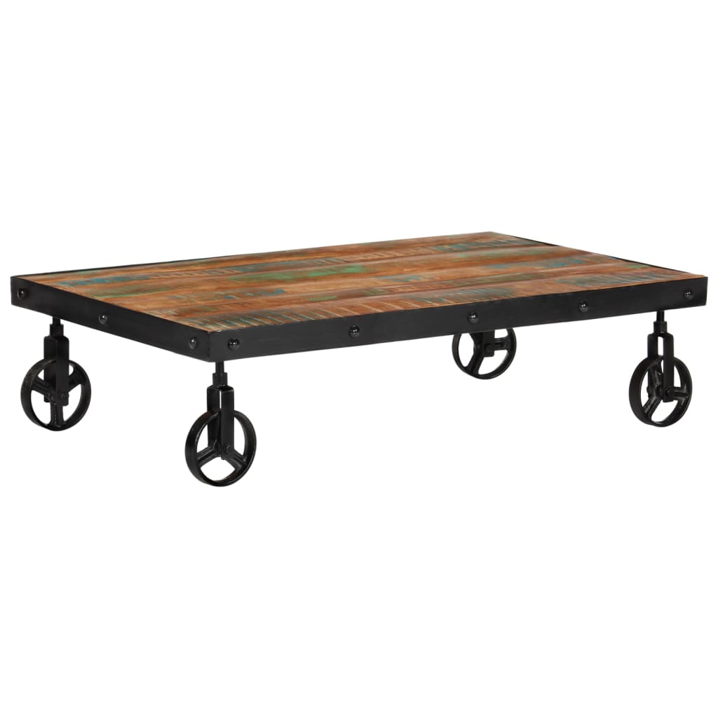 vidaXL Măsuță de cafea cu roți, 100x60x26 cm, lemn masiv reciclat vidaXL Măsuță de cafea cu roți, 100x60x26 cm, lemn masiv reciclat
