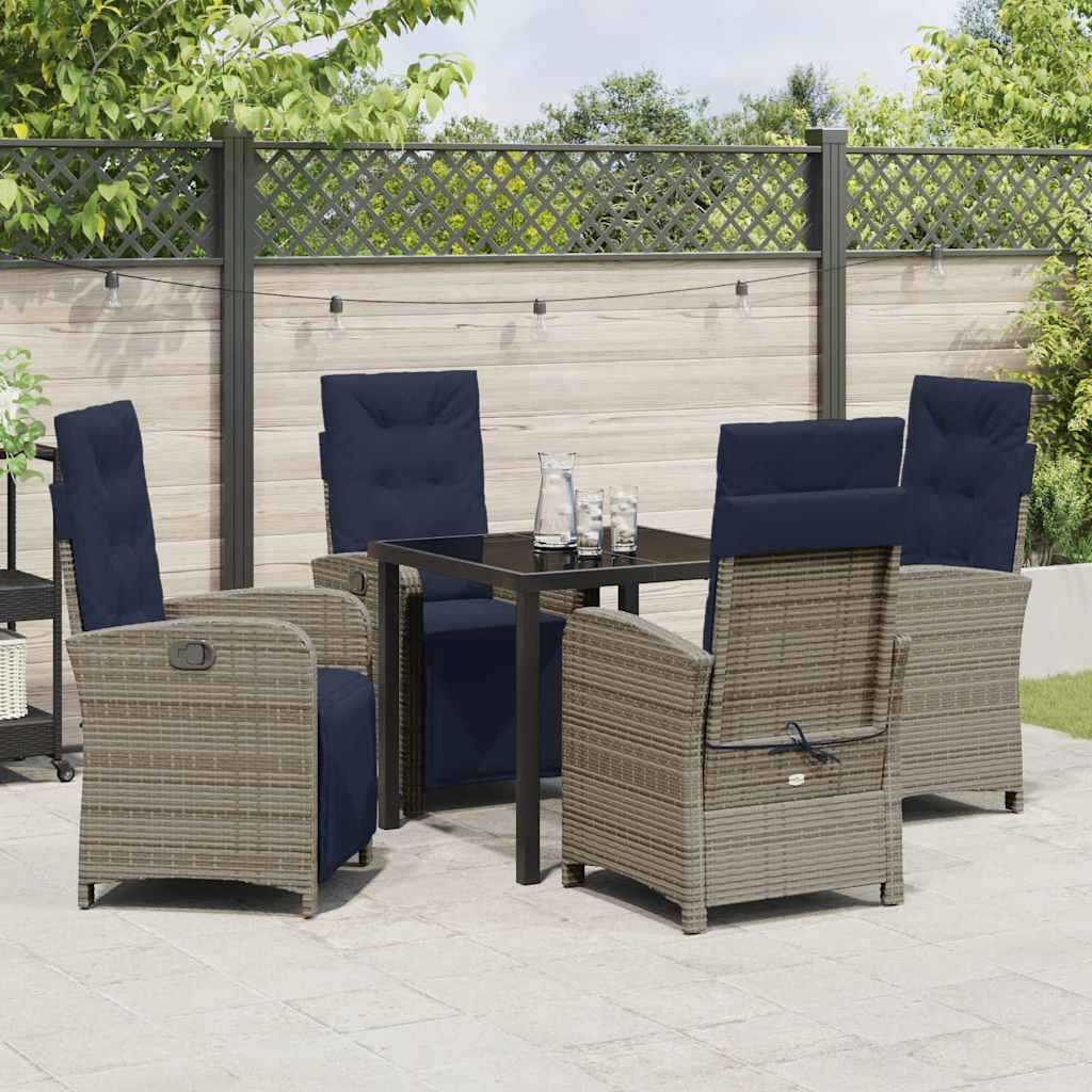 vidaXL Set de dining pentru grădină , 5 piese, gri din ratan poly vidaXL Set de dining pentru grădină , 5 piese, gri din ratan poly