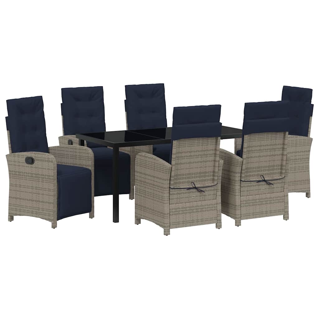 vidaXL Set de dining pentru grădină , 7 piese, din ratan gri din poliester. vidaXL Set de dining pentru grădină , 7 piese, din ratan gri din poliester.