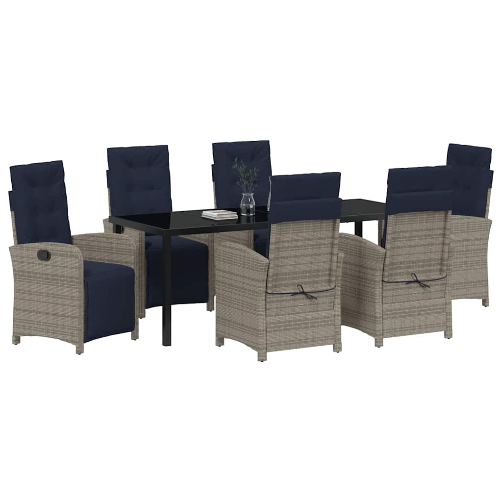 vidaXL Set de dining pentru grădină , 7 piese, din rattan polietilenic gri. vidaXL Set de dining pentru grădină , 7 piese, din rattan polietilenic gri.