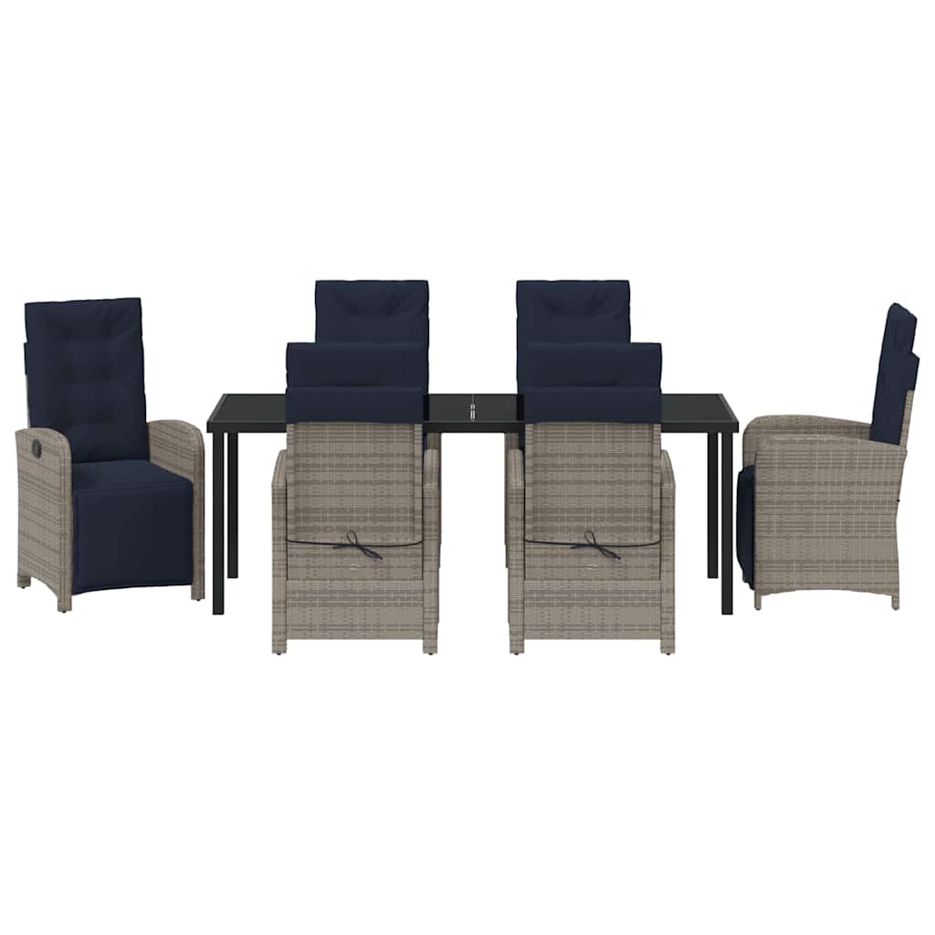 vidaXL Set de dining pentru grădină , 7 piese, din rattan polietilenic gri. vidaXL Set de dining pentru grădină , 7 piese, din rattan polietilenic gri.