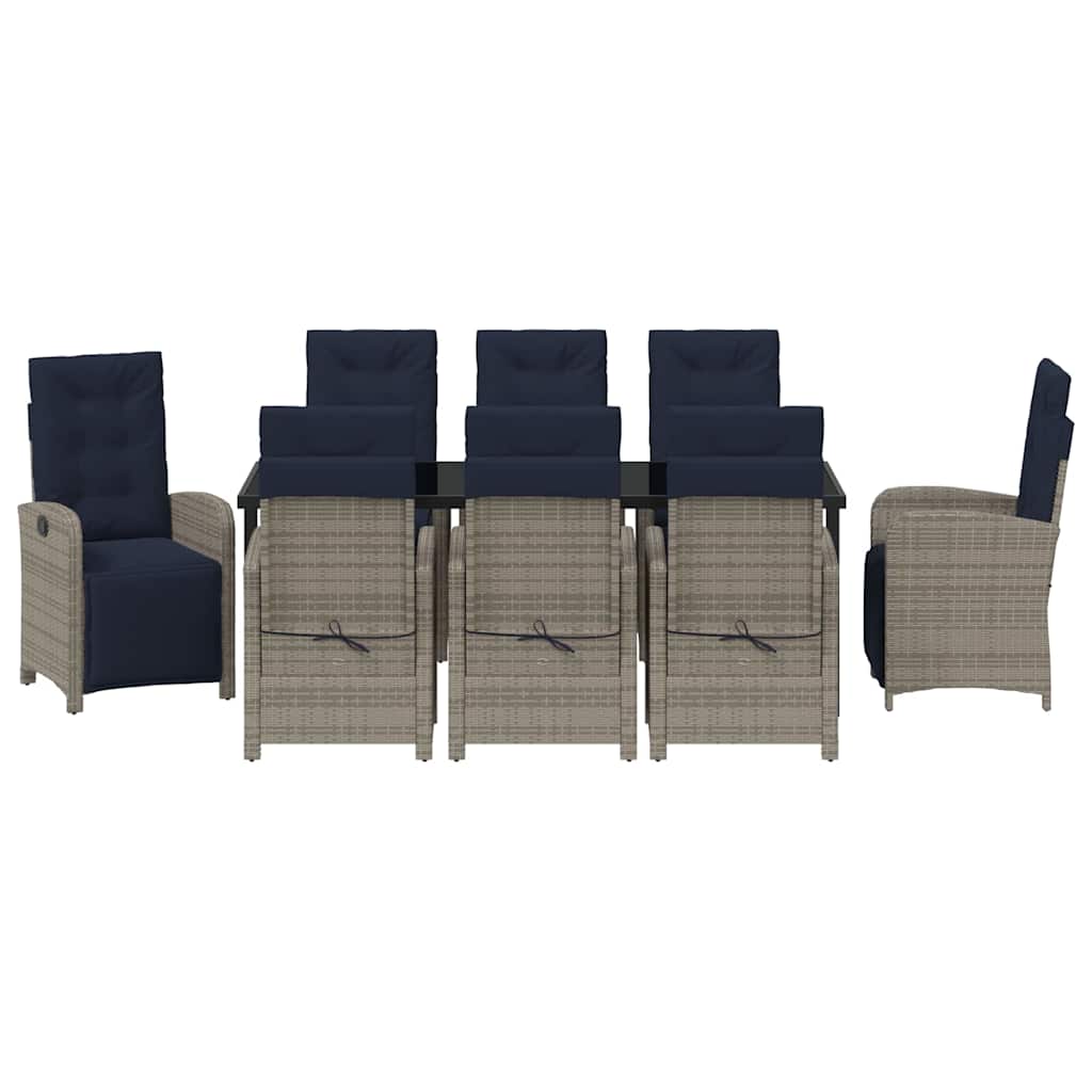 vidaXL Set de dining pentru grădină , 9 piese, gri, din rattan sintetic. vidaXL Set de dining pentru grădină , 9 piese, gri, din rattan sintetic.