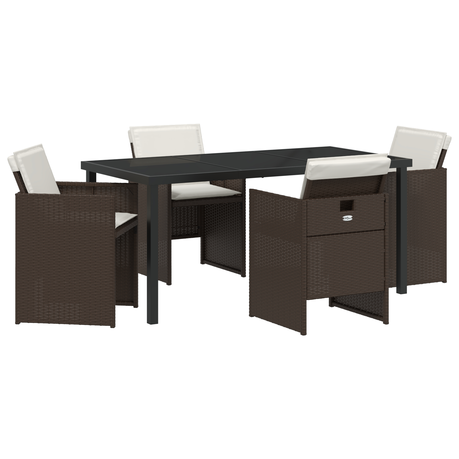 vidaXL Set de dining pentru grădină 5 piese cu perne maro din ratan din poliester vidaXL Set de dining pentru grădină 5 piese cu perne maro din ratan din poliester