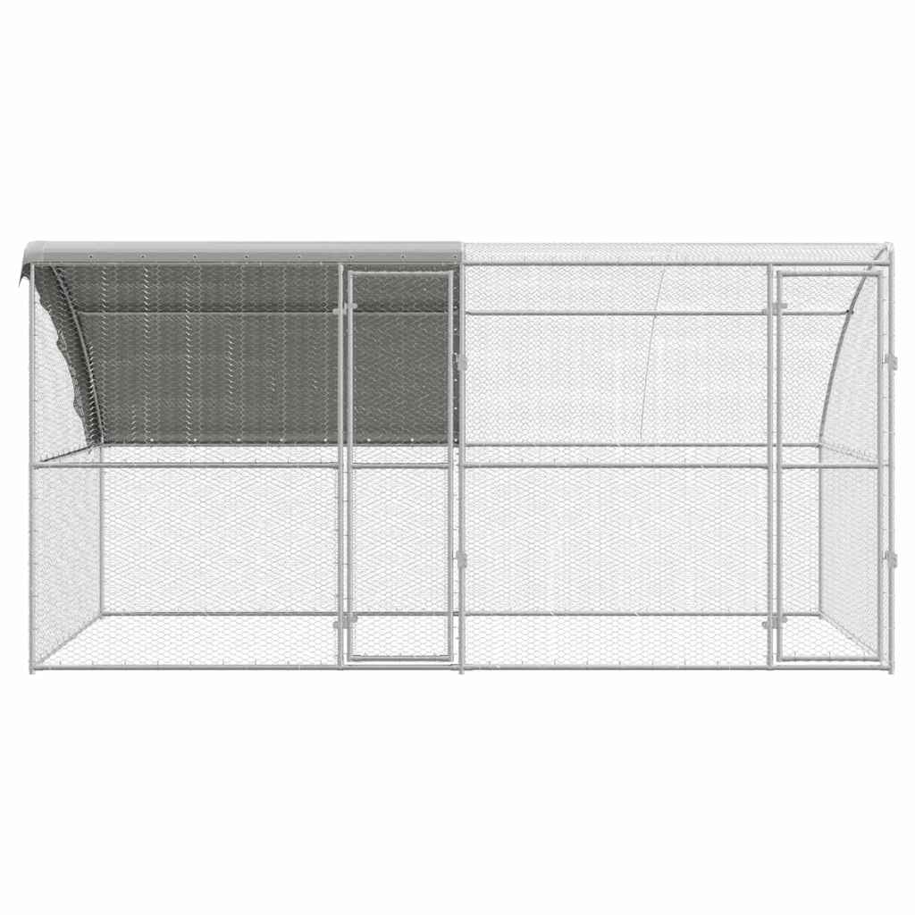 vidaXL Cușcă pentru pui Argintiu 400 x 200 x 198.5 cm Oțel galvanizat