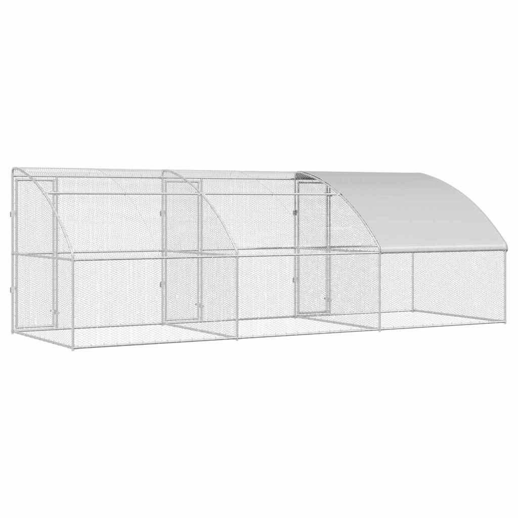 vidaXL Cușcă pentru pui Argintiu 600 x 200 x 198.5 cm Oțel galvanizat
