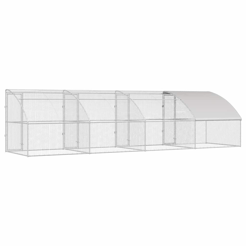 vidaXL Cușcă pentru pui Argintiu 800 x 200 x 198.5 cm Oțel galvanizat