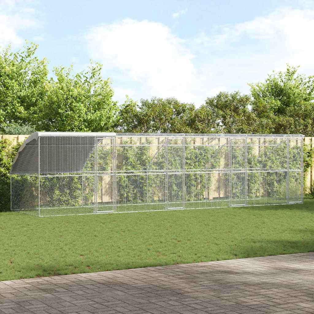 vidaXL Cușcă pentru pui Argintiu 800 x 200 x 198.5 cm Oțel galvanizat