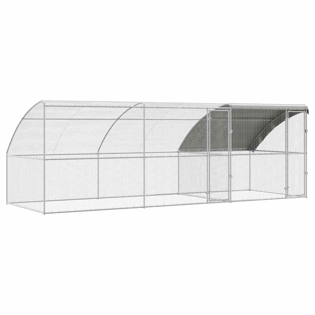 vidaXL Cușcă pentru pui Argintiu 600 x 200 x 198.5 cm Oțel galvanizat