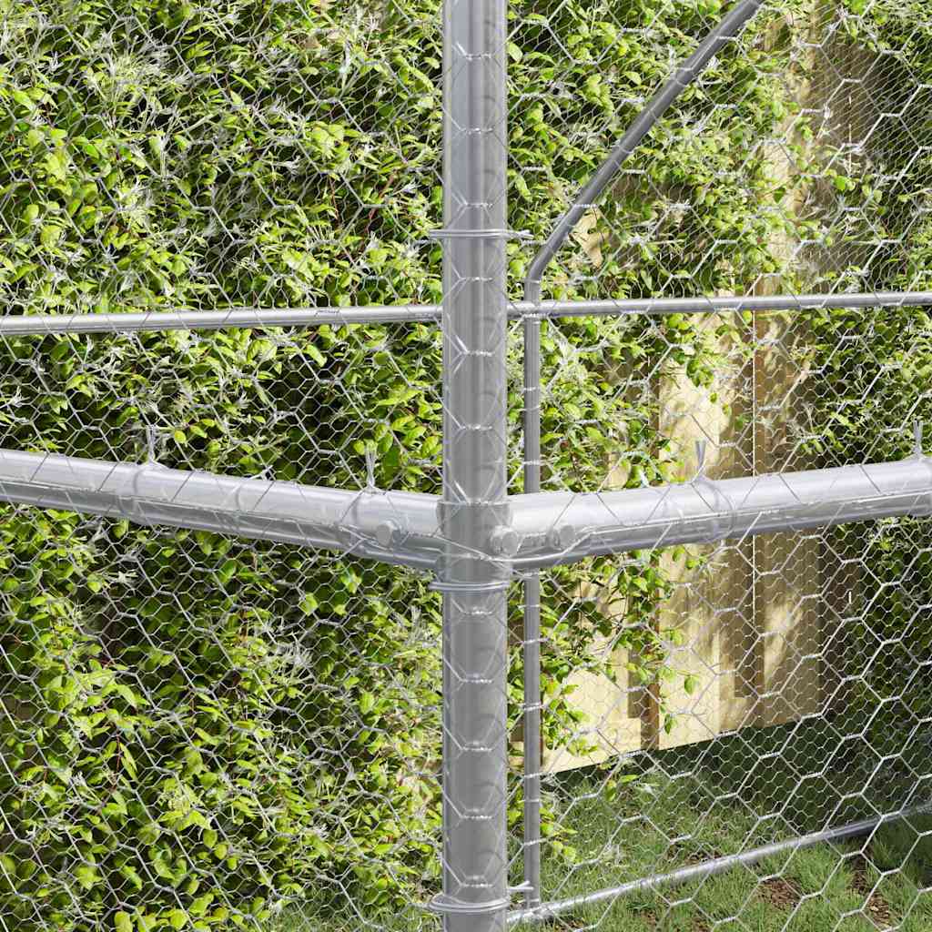 vidaXL Cușcă pentru pui Argintiu 600 x 200 x 198.5 cm Oțel galvanizat