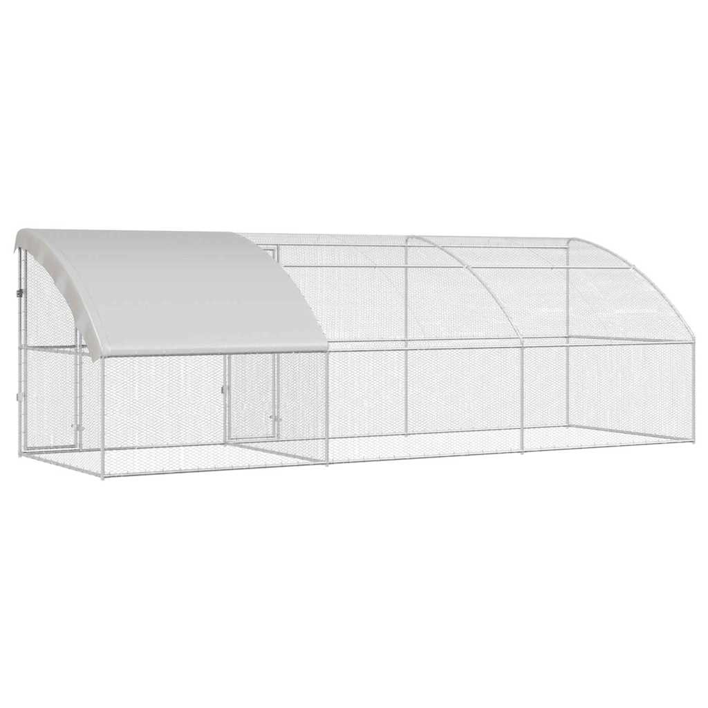 vidaXL Cușcă pentru pui Argintiu 600 x 200 x 198.5 cm Oțel galvanizat