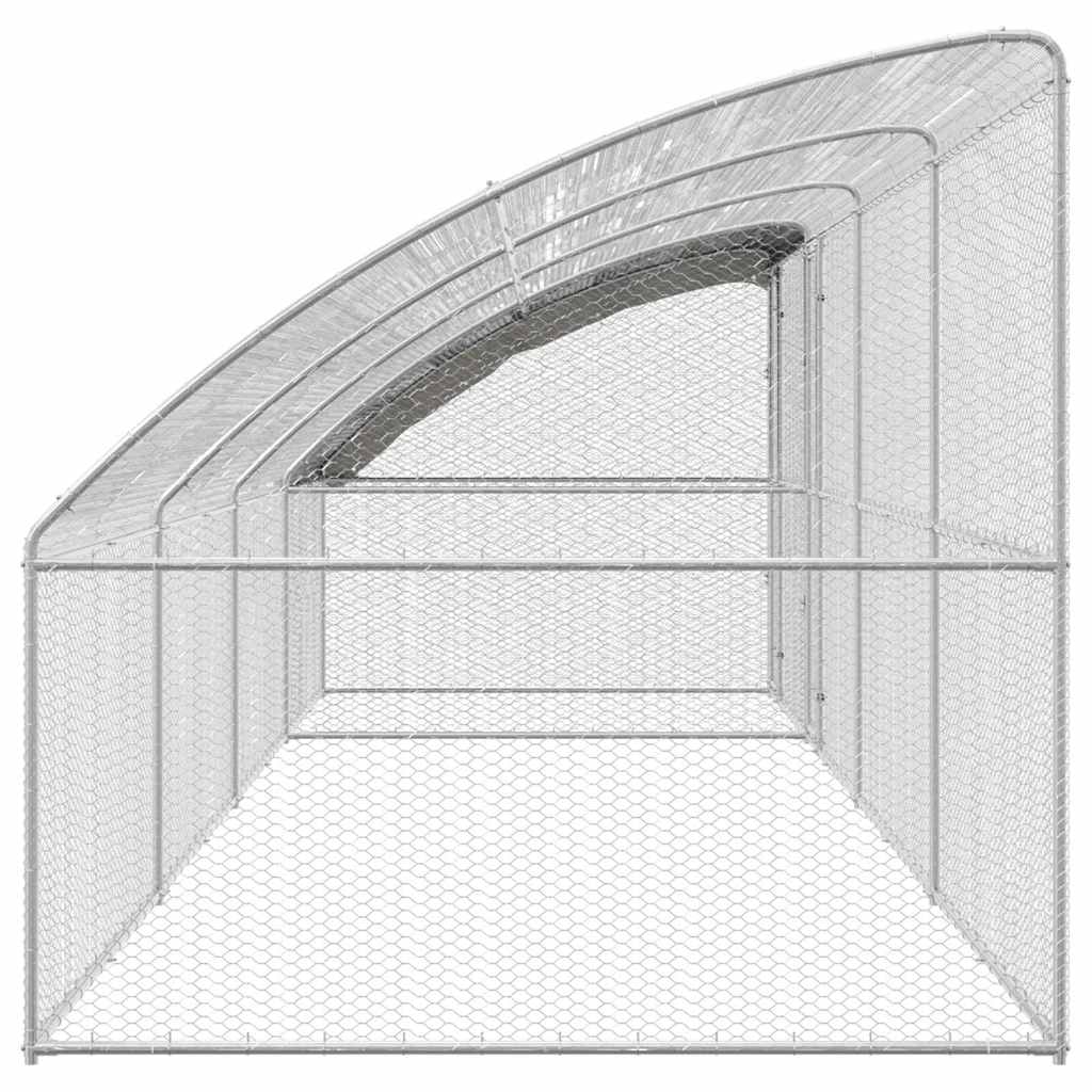 vidaXL Cușcă pentru pui Argintiu 800 x 200 x 198.5 cm Oțel galvanizat