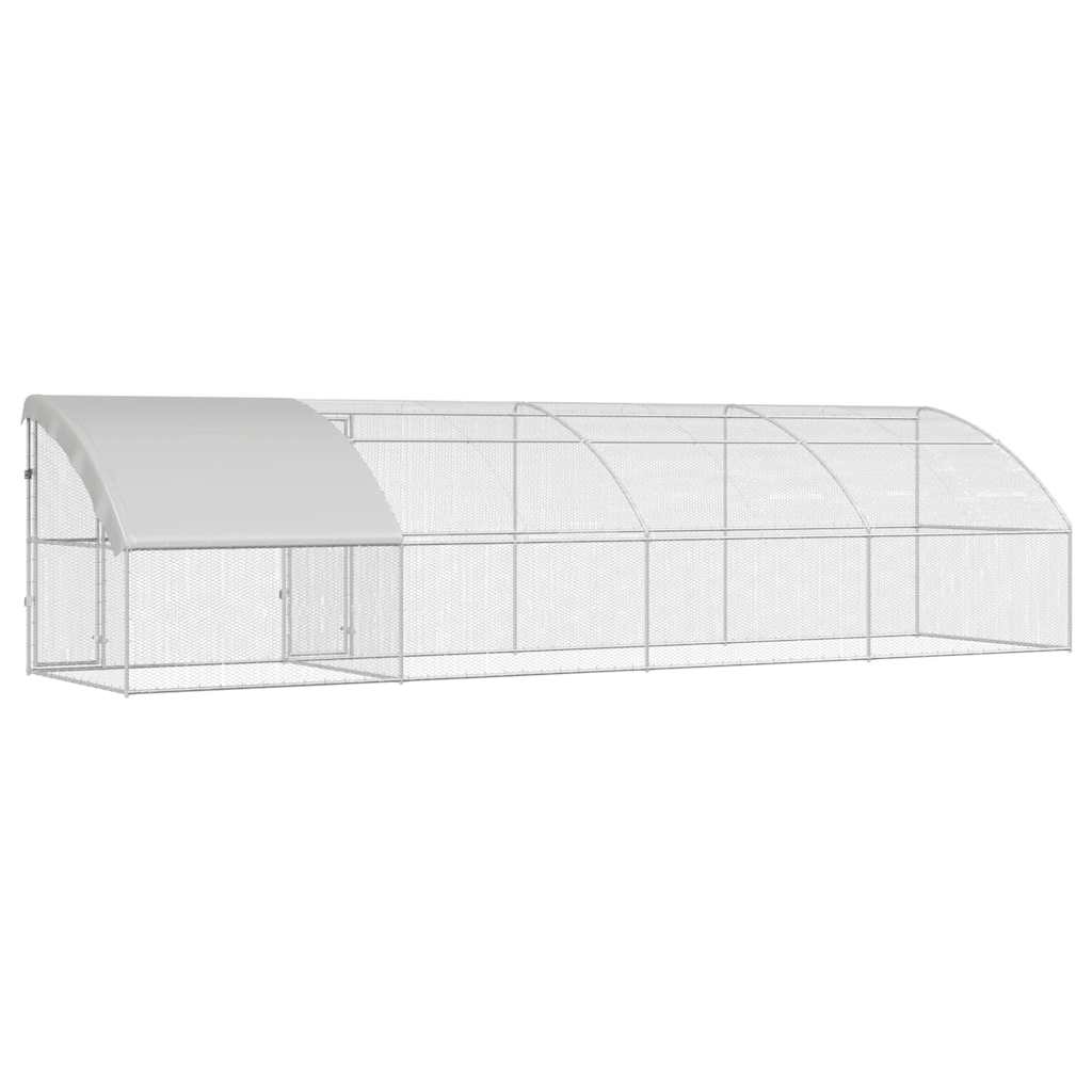 vidaXL Cușcă pentru pui Argintiu 800 x 200 x 198.5 cm Oțel galvanizat