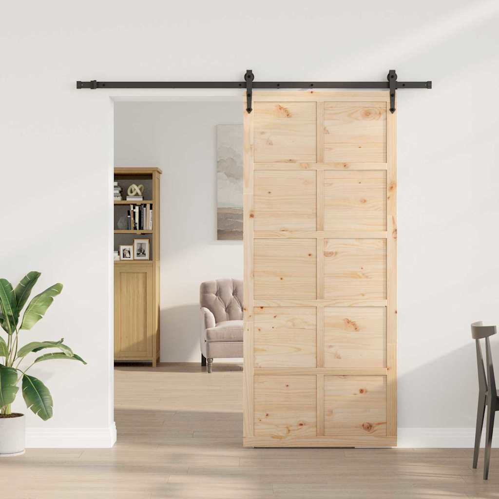 vidaXL Ușă glisantă Maro 100 x 208 cm Lemn masiv de pin vidaXL Ușă glisantă Maro 100 x 208 cm Lemn masiv de pin
