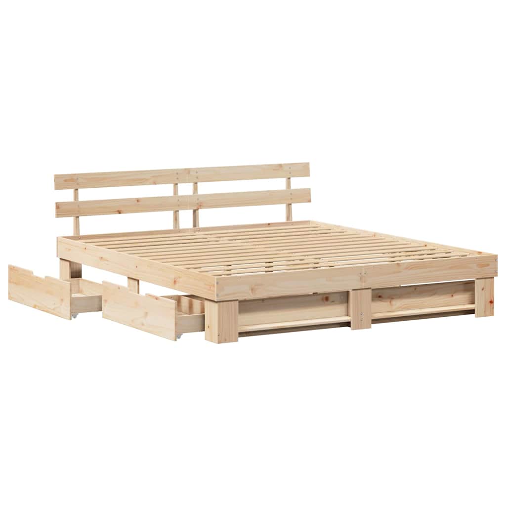 vidaXL Cadru de pat cu headboard Maro 180 x 200 cm Lemn masiv de pin vidaXL Cadru de pat cu headboard Maro 180 x 200 cm Lemn masiv de pin