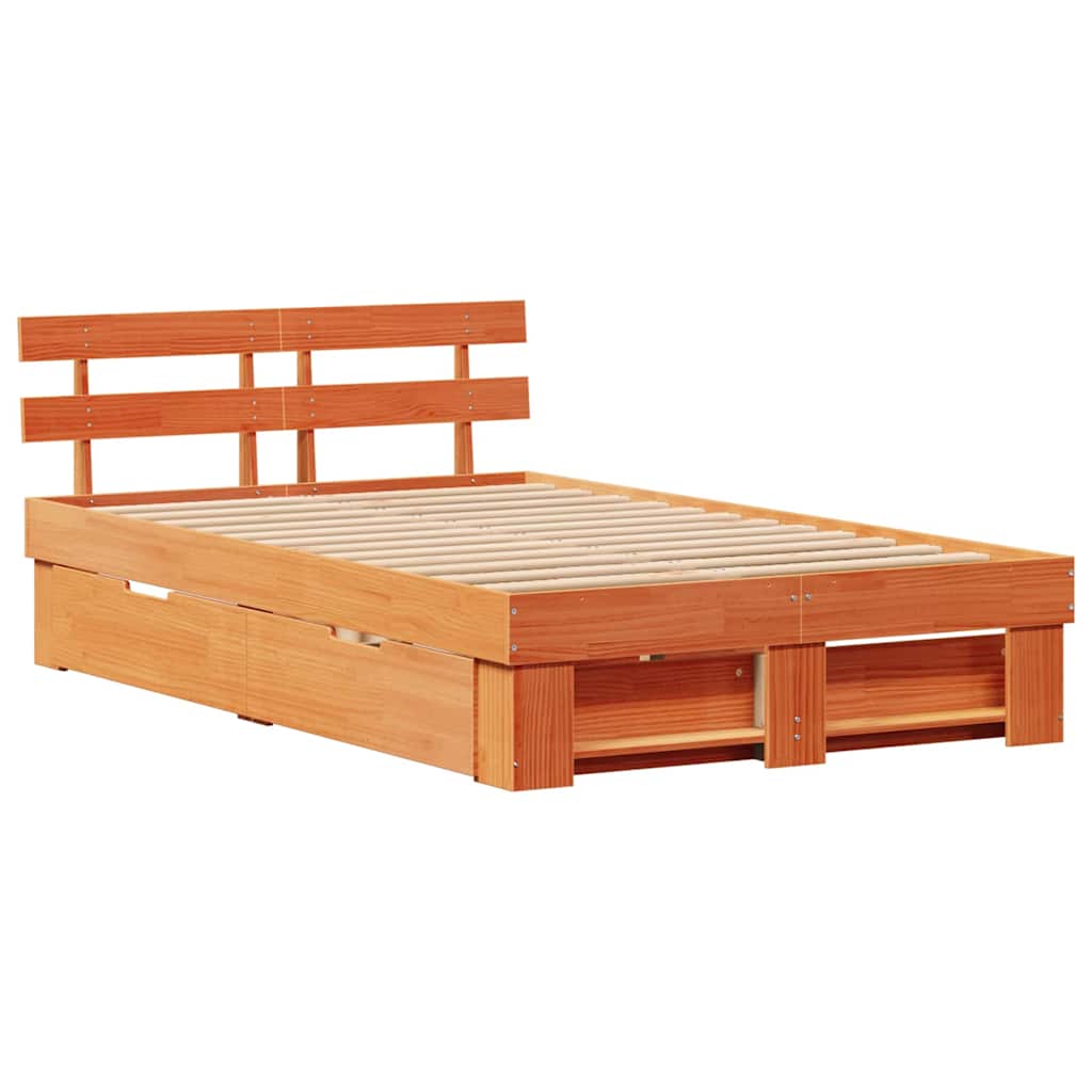 vidaXL Cadru de pat Maro ceruit 120 x 190 cm Lemn masiv de pin vidaXL Cadru de pat Maro ceruit 120 x 190 cm Lemn masiv de pin