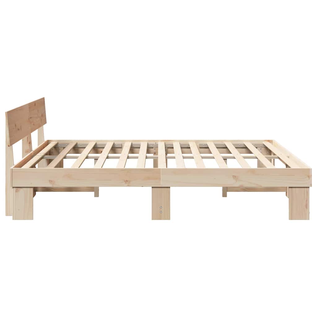 vidaXL Cadru de pat cu headboard Maro 200 x 200 cm Lemn masiv de pin vidaXL Cadru de pat cu headboard Maro 200 x 200 cm Lemn masiv de pin