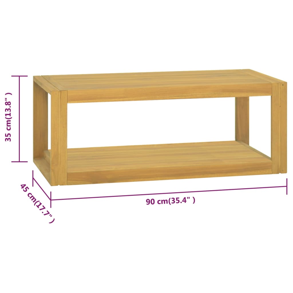 vidaXL Dulap de baie suspendat, 90x45x35 cm, lemn masiv de tec