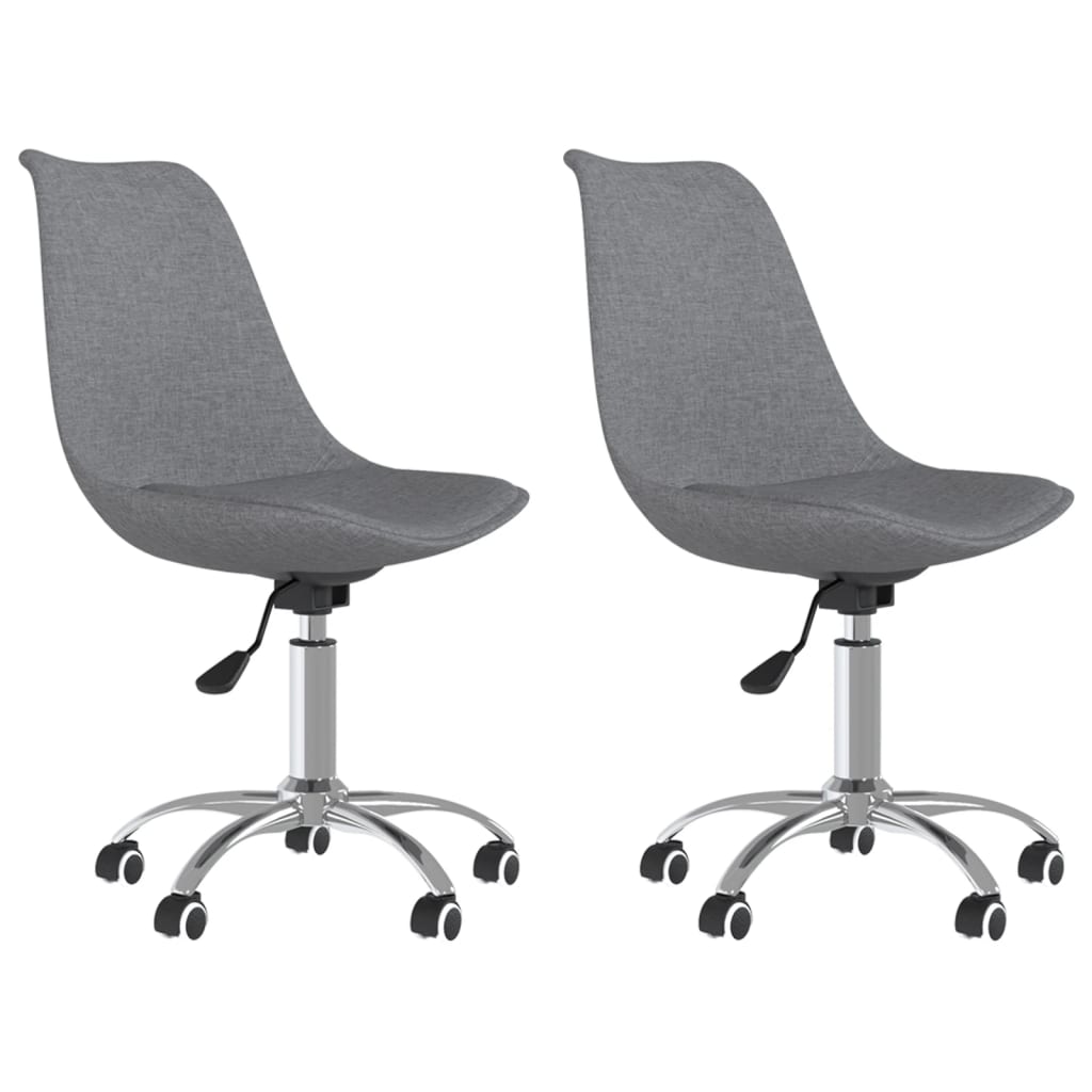 vidaXL Scaune de bucătărie pivotante, 2 buc., gri deschis, textil