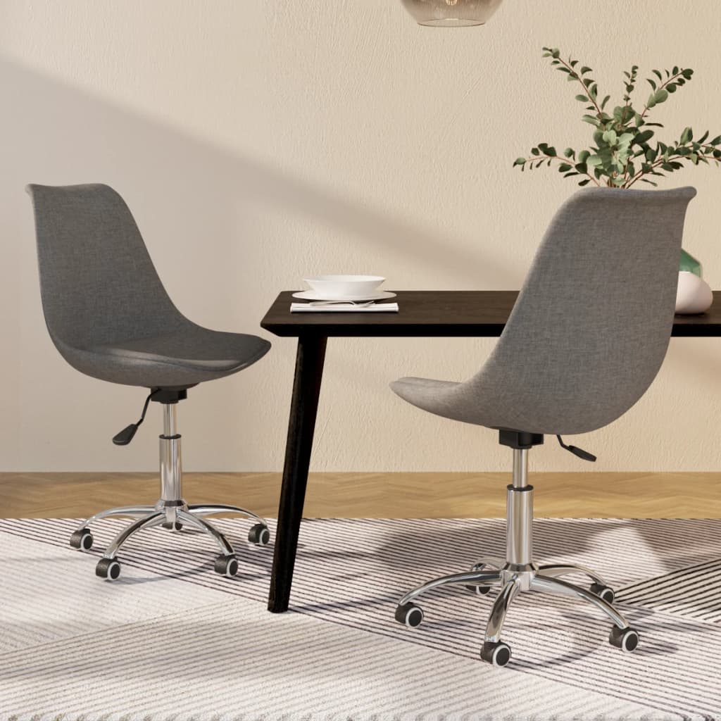 vidaXL Scaune de bucătărie pivotante, 2 buc., gri deschis, textil