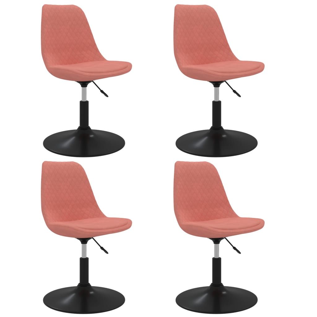 vidaXL Scaune de masă pivotante, 4 buc, roz, catifea