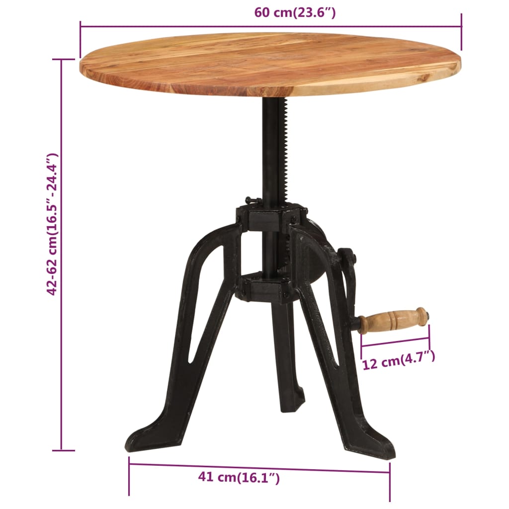 vidaXL Masă laterală, 60x(42-62) cm, lemn masiv de acacia și fontă vidaXL Masă laterală, 60x(42-62) cm, lemn masiv de acacia și fontă