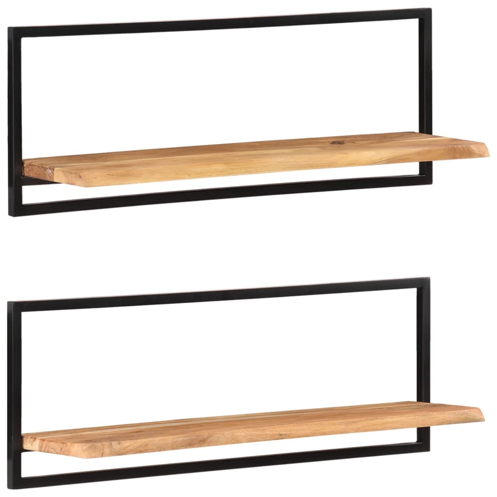 vidaXL Rafturi de perete 2 buc. 100x24x35 cm lemn masiv acacia/oțel vidaXL Rafturi de perete 2 buc. 100x24x35 cm lemn masiv acacia/oțel