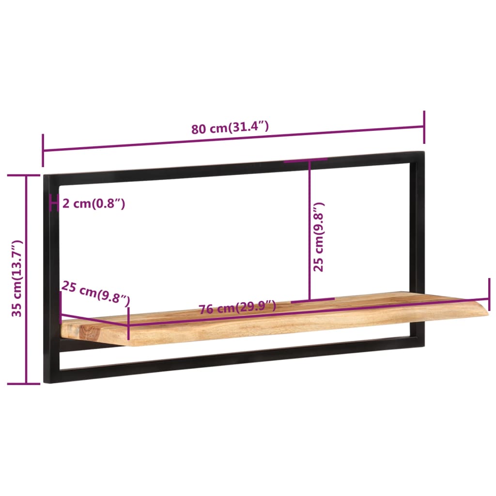 vidaXL Rafturi de perete 2 buc. 80x25x35 cm lemn masiv acacia/oțel vidaXL Rafturi de perete 2 buc. 80x25x35 cm lemn masiv acacia/oțel
