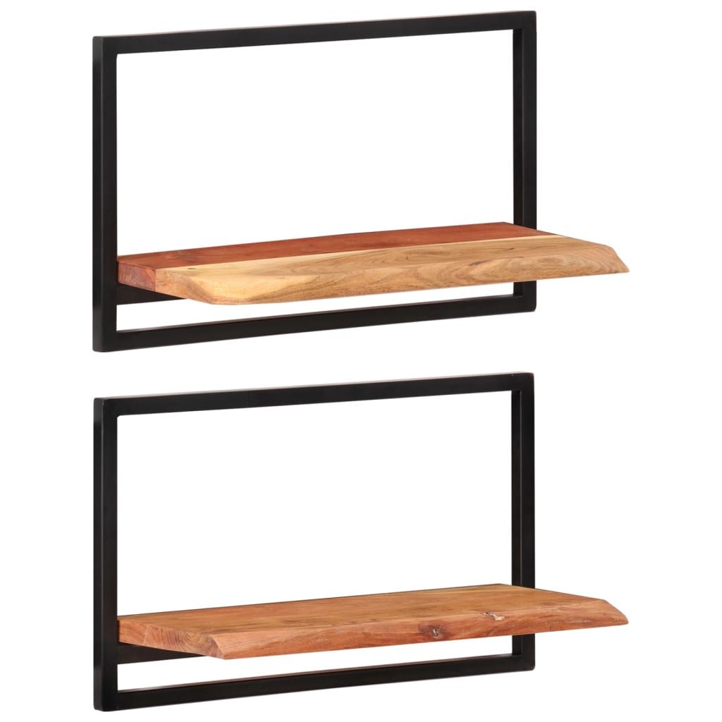 vidaXL Rafturi de perete 2 buc. 60x25x35 cm lemn masiv acacia/oțel vidaXL Rafturi de perete 2 buc. 60x25x35 cm lemn masiv acacia/oțel