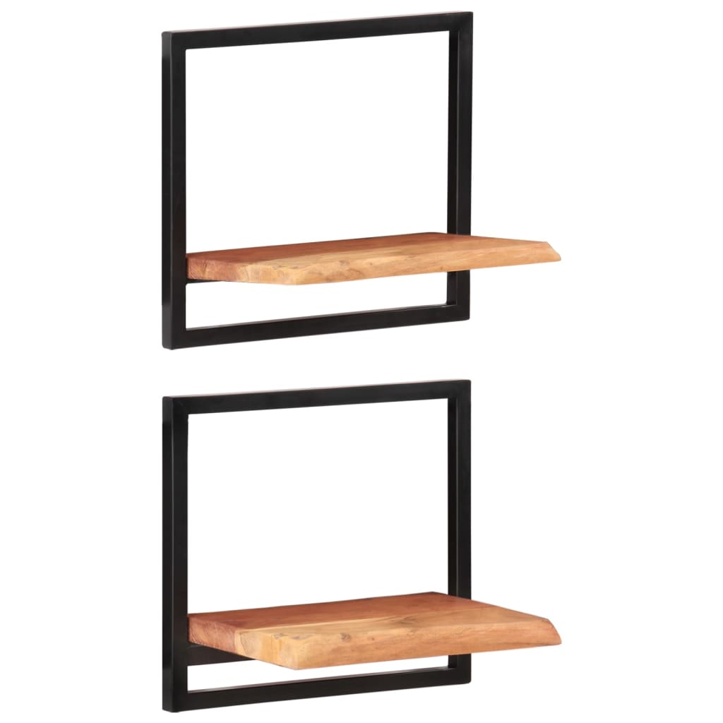 vidaXL Rafturi de perete 2 buc. 40x24x35 cm lemn masiv acacia/oțel vidaXL Rafturi de perete 2 buc. 40x24x35 cm lemn masiv acacia/oțel