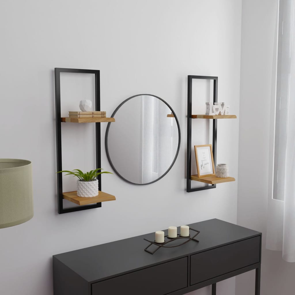vidaXL Rafturi de perete 2 buc. 25x25x75 cm lemn masiv acacia/oțel vidaXL Rafturi de perete 2 buc. 25x25x75 cm lemn masiv acacia/oțel