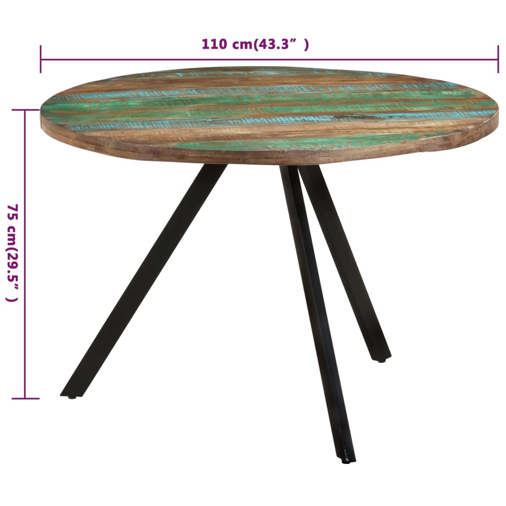 vidaXL Masă de bucătărie, 110x75 cm, lemn masiv reciclat vidaXL Masă de bucătărie, 110x75 cm, lemn masiv reciclat