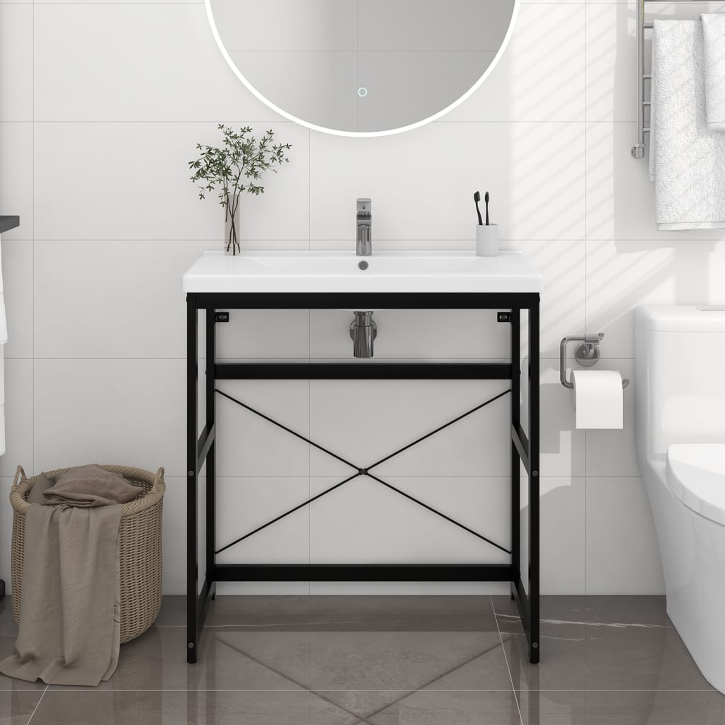 vidaXL Cadru chiuvetă de baie, negru, 79x38x83 cm, fier vidaXL Cadru chiuvetă de baie, negru, 79x38x83 cm, fier