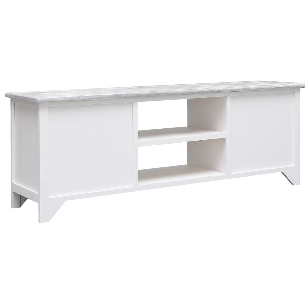 vidaXL Comodă TV,alb și gri, 108x30x40 cm, lemn masiv de paulownia