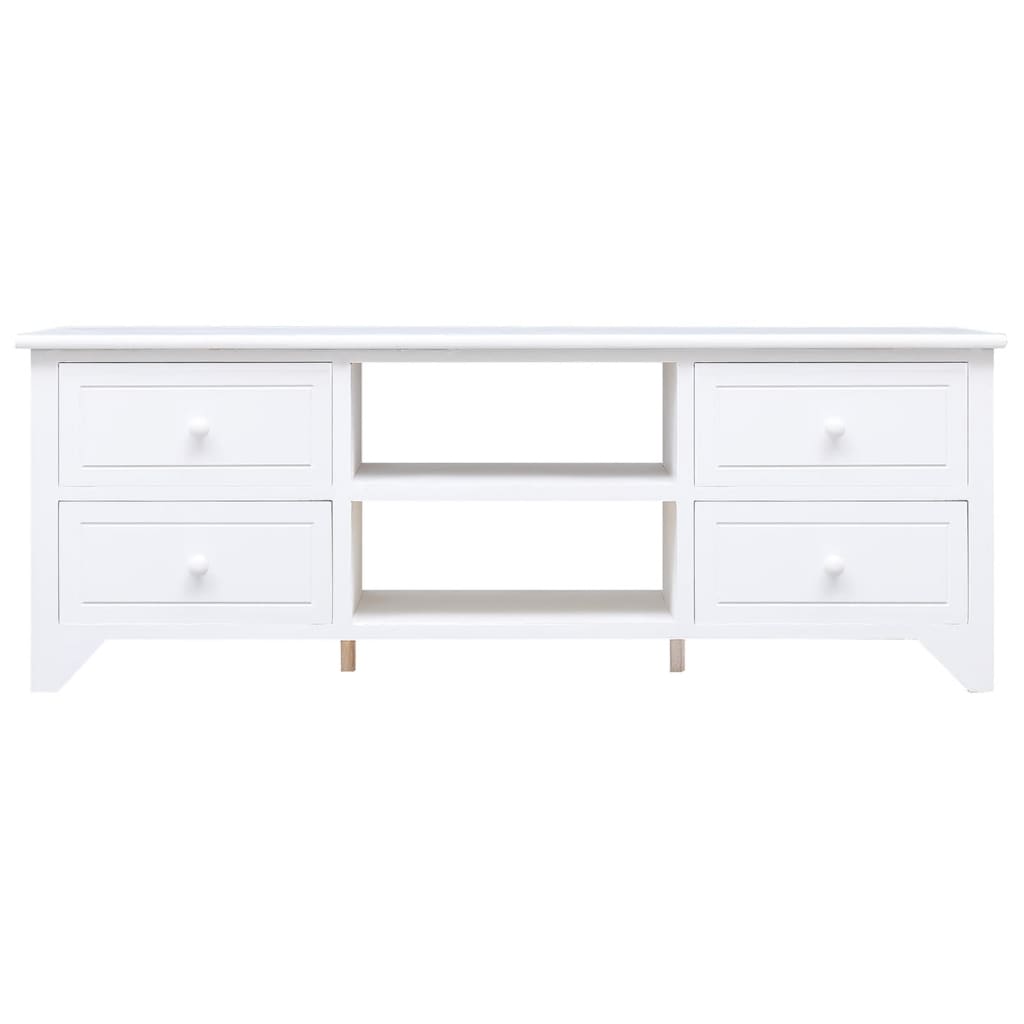 vidaXL Comodă TV,alb, 108x30x40 cm, lemn masiv de paulownia