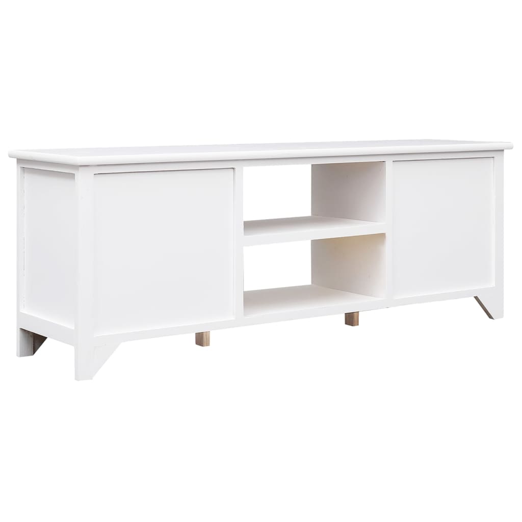 vidaXL Comodă TV,alb, 108x30x40 cm, lemn masiv de paulownia