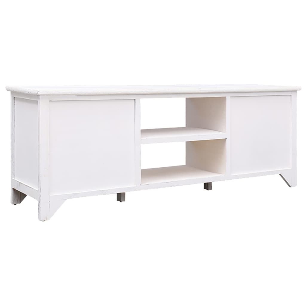 vidaXL Comodă TV,alb antichizat, 108x30x40 cm, lemn masiv de paulownia