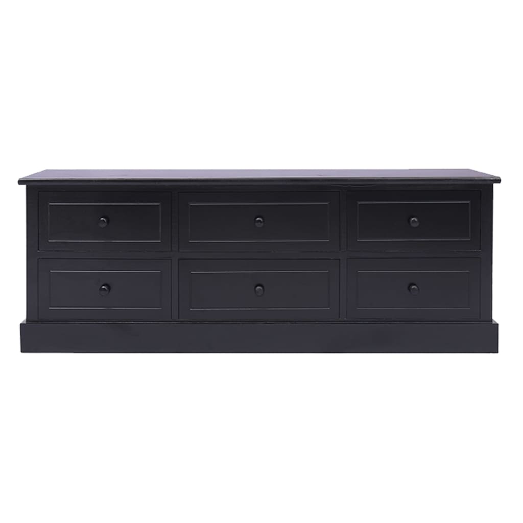 vidaXL Comodă TV, negru, 108x30x40 cm, lemn masiv de paulownia