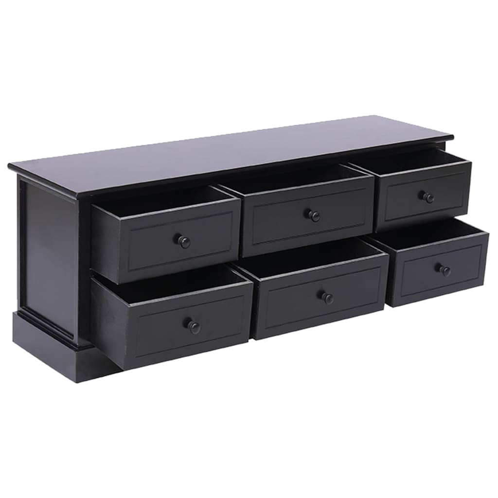 vidaXL Comodă TV, negru, 108x30x40 cm, lemn masiv de paulownia