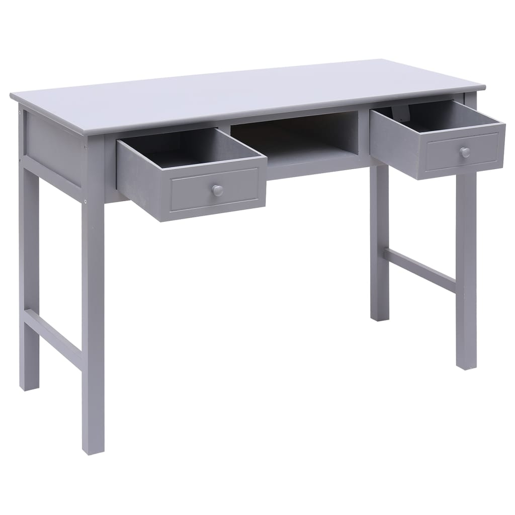 vidaXL Birou, gri, 108x45x76 cm, lemn masiv de paulownia