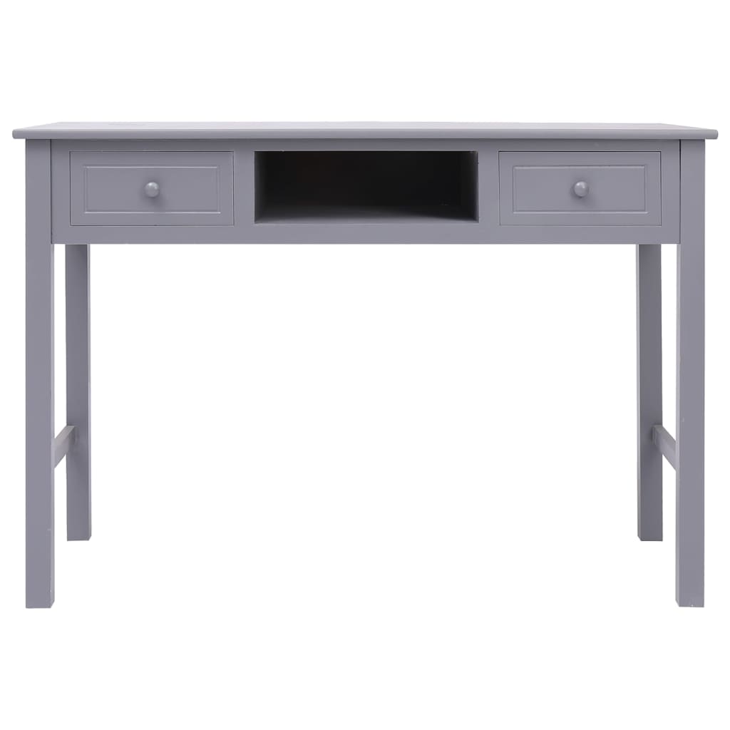 vidaXL Birou, gri, 108x45x76 cm, lemn masiv de paulownia