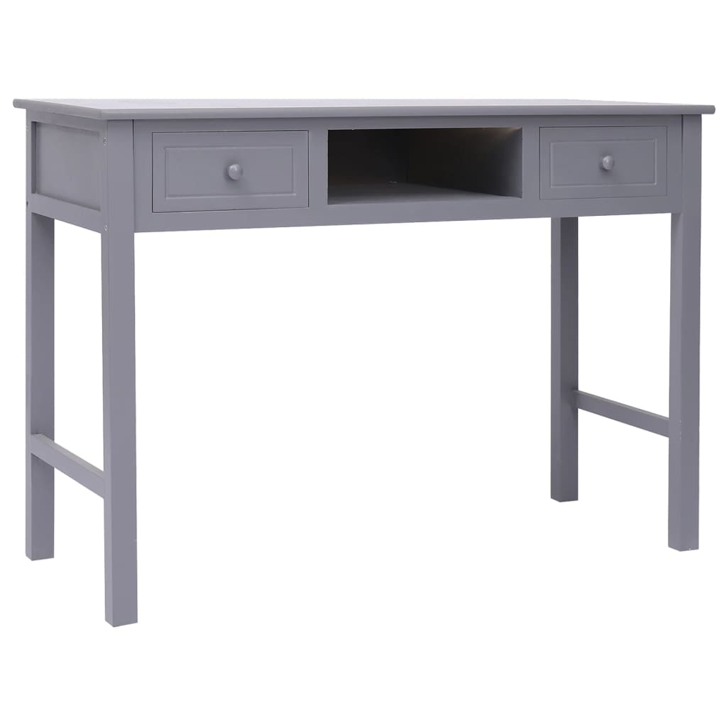 vidaXL Birou, gri, 108x45x76 cm, lemn masiv de paulownia
