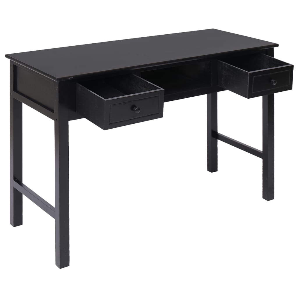 vidaXL Birou, negru, 108x45x76 cm, lemn masiv de paulownia