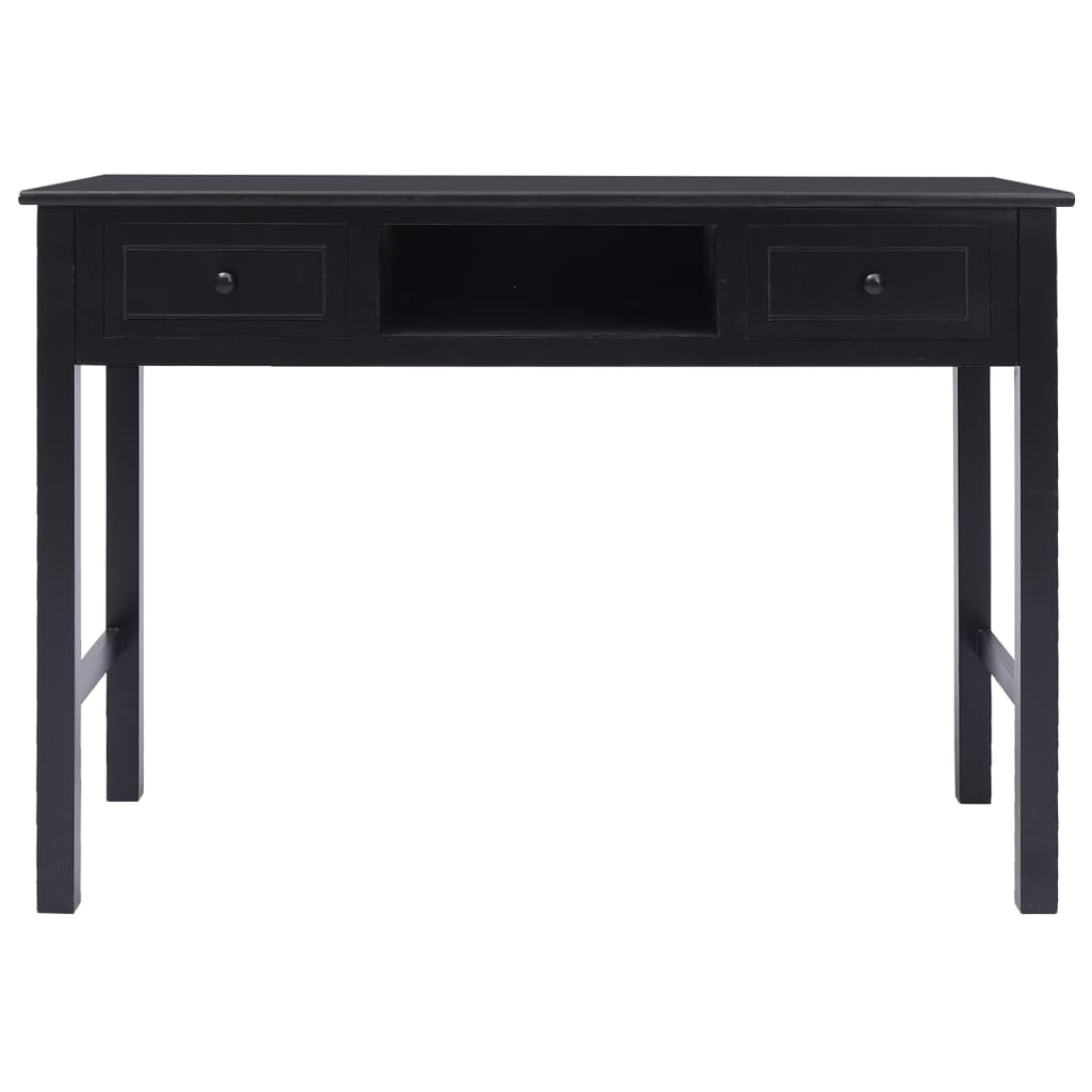 vidaXL Birou, negru, 108x45x76 cm, lemn masiv de paulownia