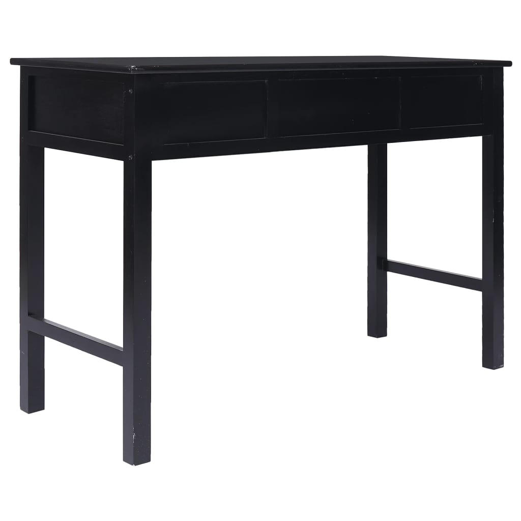 vidaXL Birou, negru, 108x45x76 cm, lemn masiv de paulownia