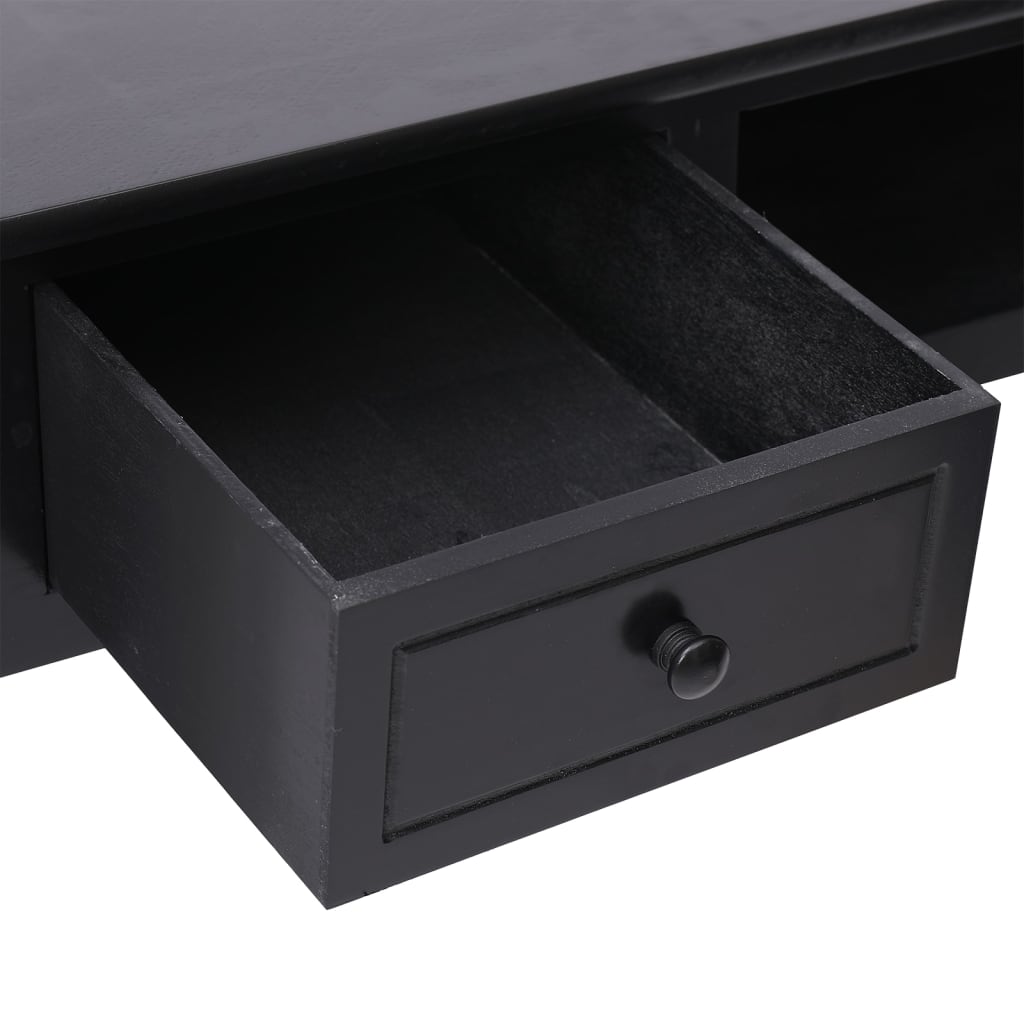 vidaXL Birou, negru, 108x45x76 cm, lemn masiv de paulownia