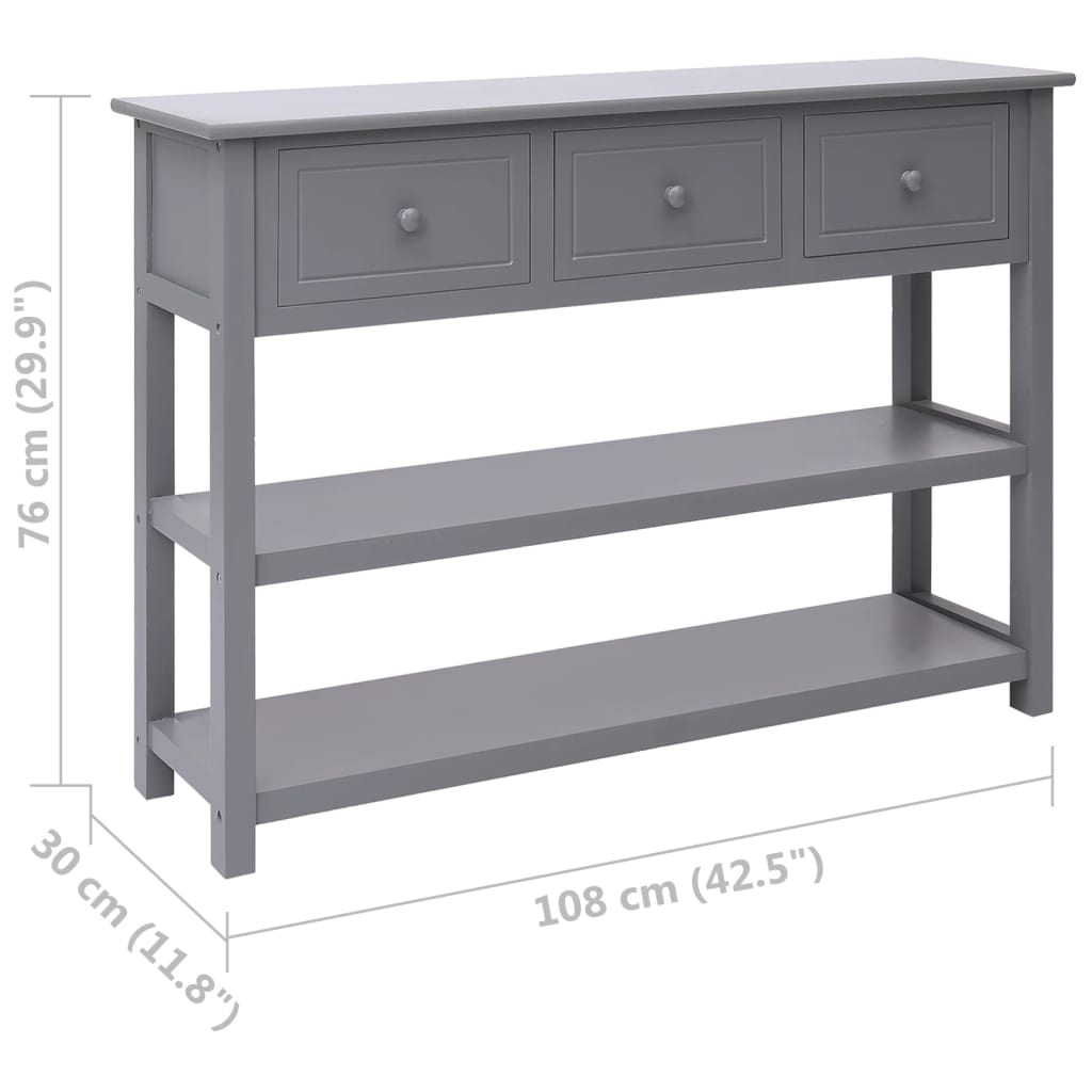 vidaXL Dulap, gri, 108x30x76 cm, lemn masiv paulownia