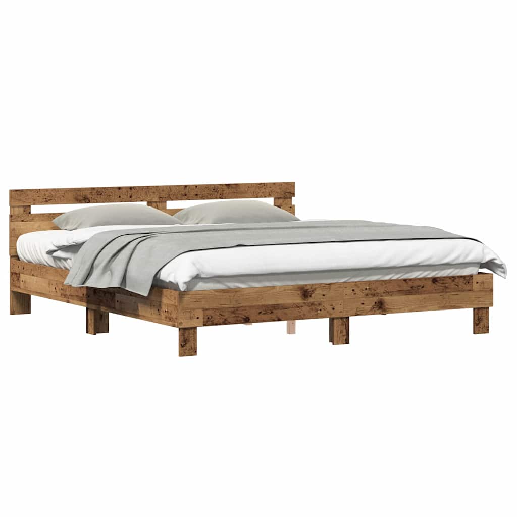 vidaXL Cadru de pat cu headboard Lemn Vechi 180 x 200 cm Lemn compozit