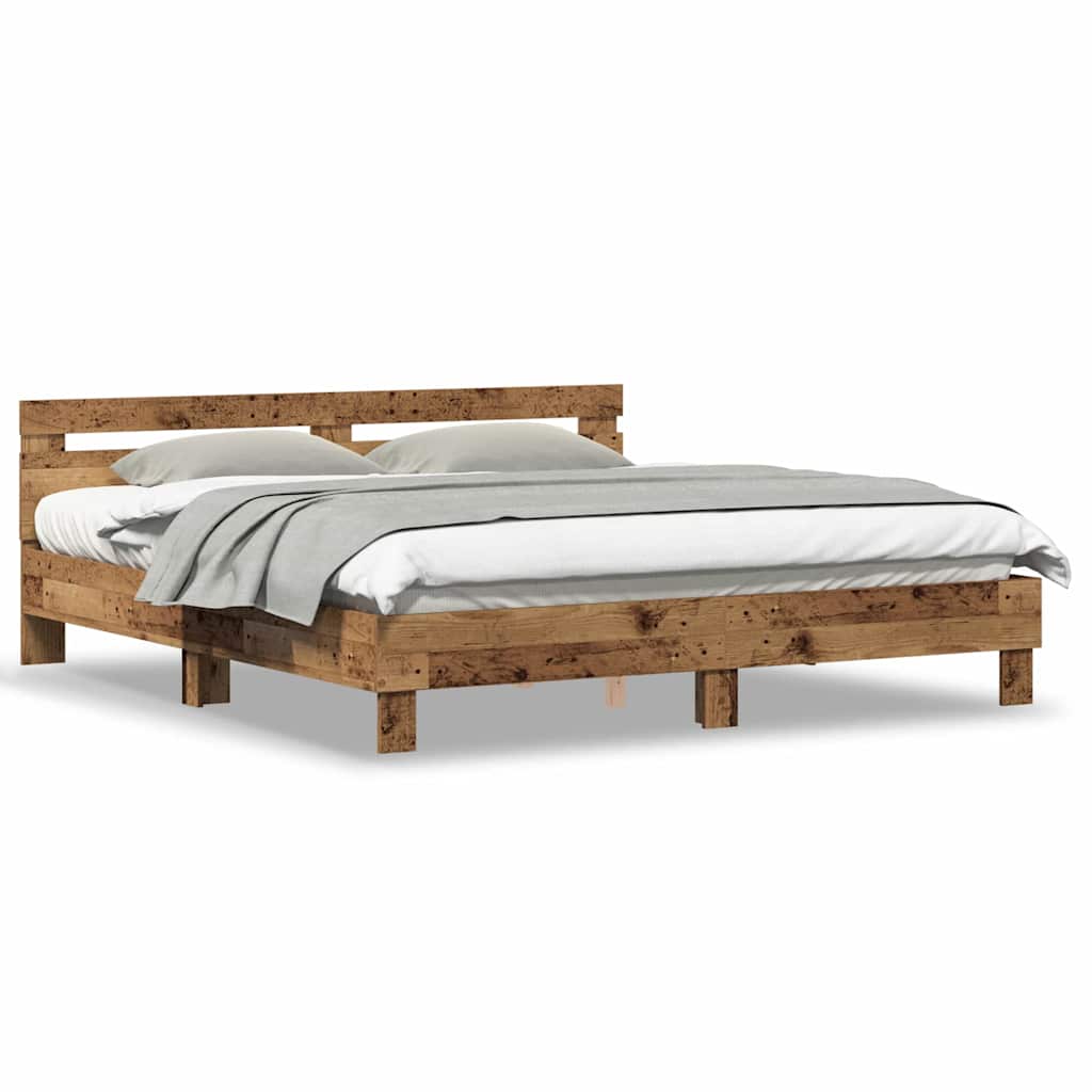vidaXL Cadru de pat cu headboard Lemn Vechi 180 x 200 cm Lemn compozit
