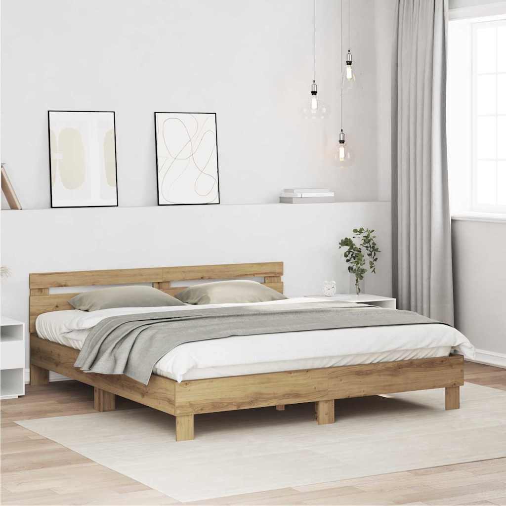 vidaXL Cadru de pat Stejar Artizanal 180 x 200 cm Lemn compozit vidaXL Cadru de pat Stejar Artizanal 180 x 200 cm Lemn compozit
