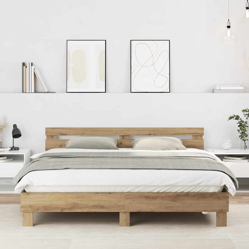 vidaXL Cadru de pat Stejar Artizanal 180 x 200 cm Lemn compozit vidaXL Cadru de pat Stejar Artizanal 180 x 200 cm Lemn compozit